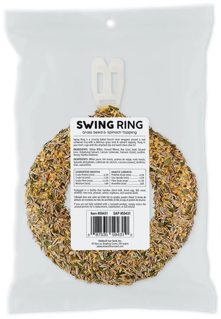 Vitakraft Vita Prima Sunseed Swing Ring Grass and Spinach Bird Treat Photo 3