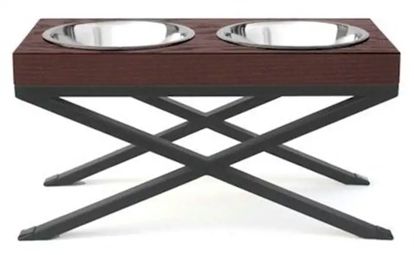 Woodsman Double Raised Dog Bowl - Large Photo 1