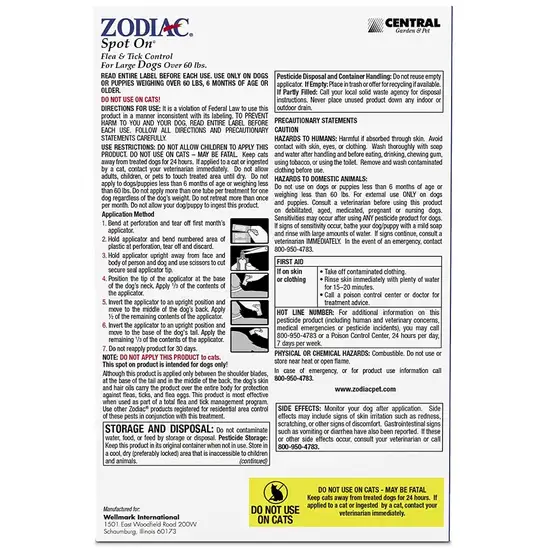 Zodiac Spot On Flea and Tick Control for Large Dogs Photo 2