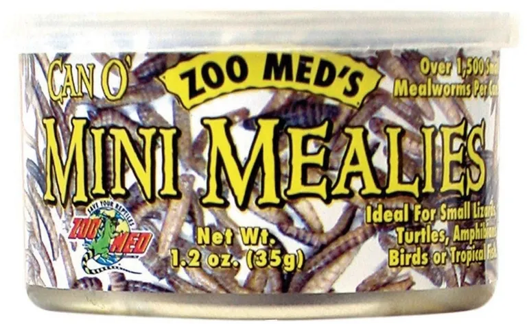 Zoo Med Can O Mini Mealies Mealworms for Reptiles, Turtles, Amphibians, Birds or Fish Photo 1