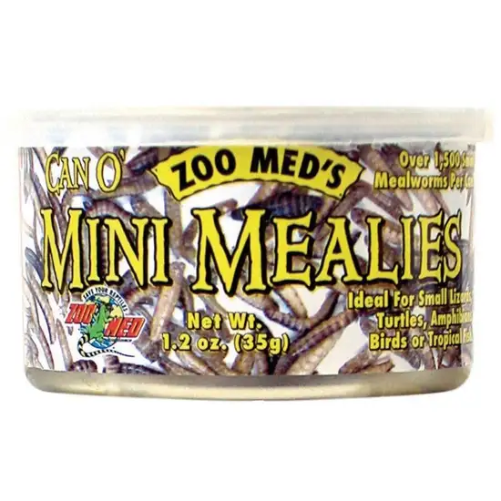 Zoo Med Can O Mini Mealies Mealworms for Reptiles, Turtles, Amphibians, Birds or Fish Photo 1