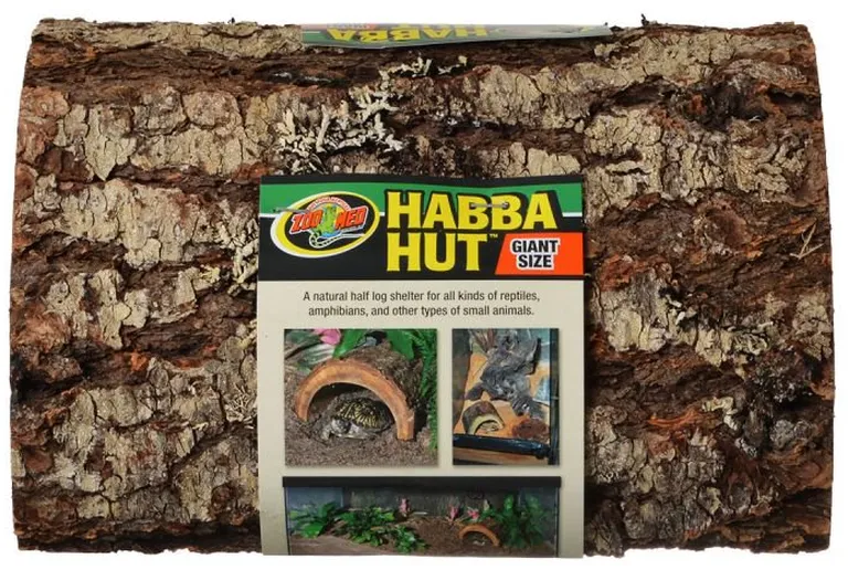 Zoo Med Habba Hut Natural Half Log Shelter for Reptiles, Amphibians, and Small Animals Photo 1