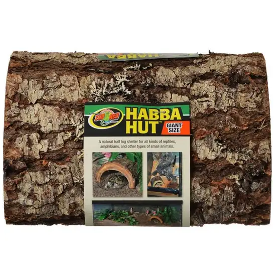 Zoo Med Habba Hut Natural Half Log Shelter for Reptiles, Amphibians, and Small Animals Photo 1