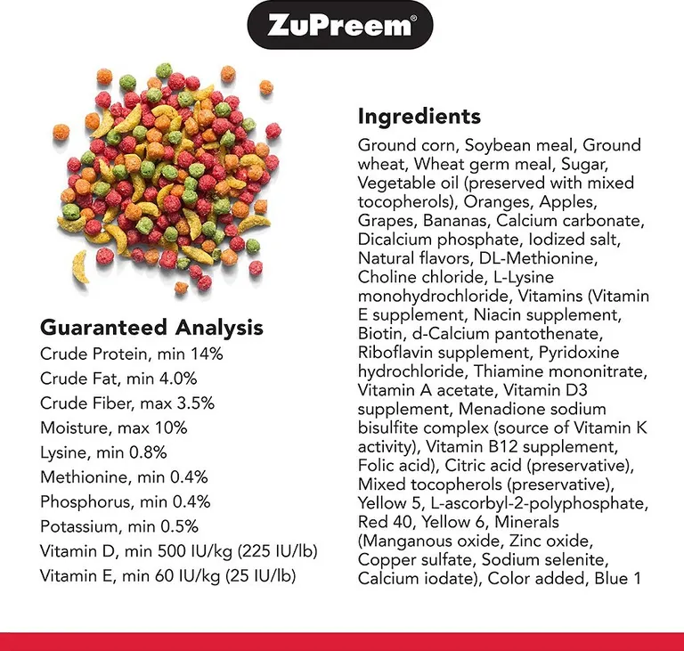ZuPreem FruitBlend Flavor with Natural Flavors Bird Food for Medium Birds Photo 4