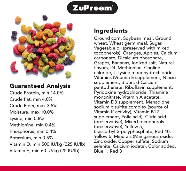 ZuPreem FruitBlend Flavor with Natural Flavors Bird Food for Parrots and Conures Photo 3
