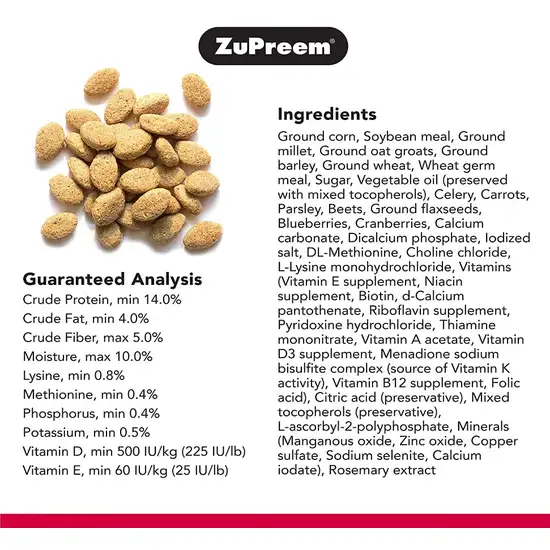 ZuPreem Natural with Added Vitamins, Minerals, Amino Acids Bird Food for Large Birds Photo 3