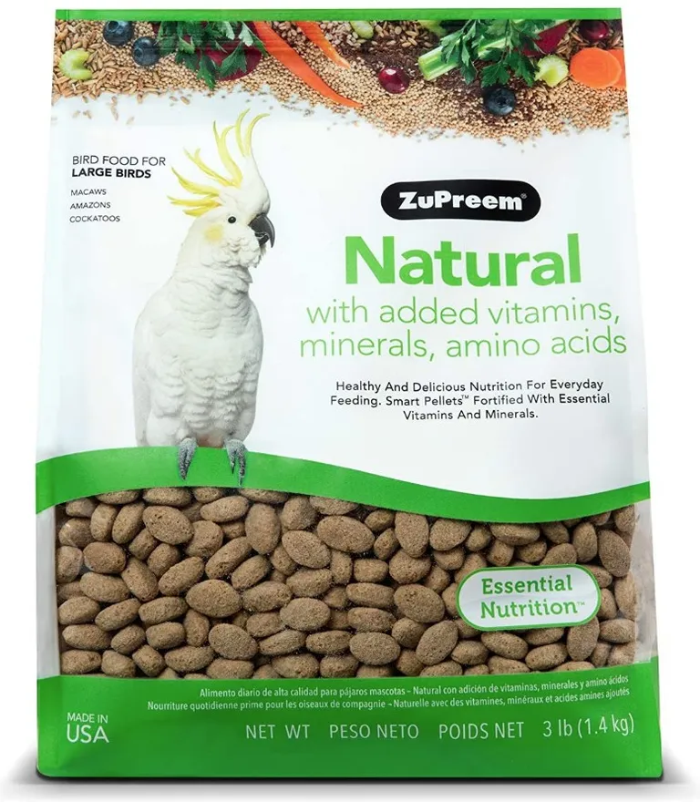ZuPreem Natural with Added Vitamins, Minerals, Amino Acids Bird Food for Large Birds Photo 1