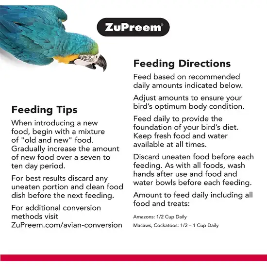 ZuPreem Natural with Added Vitamins, Minerals, Amino Acids Bird Food for Large Birds Photo 2