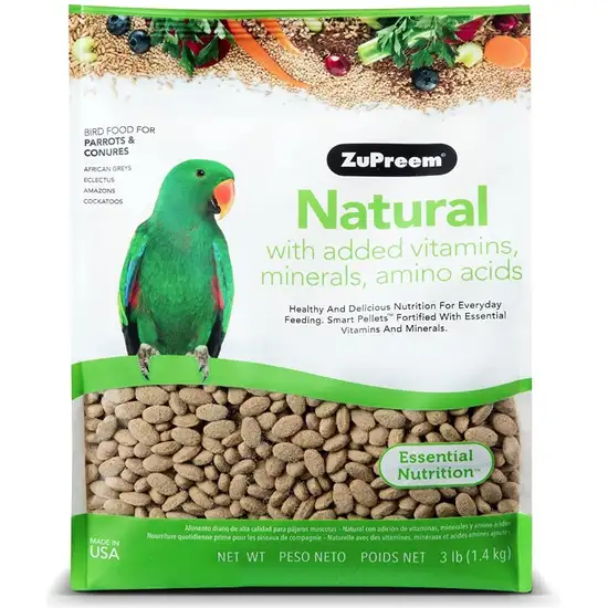 ZuPreem Natural with Added Vitamins, Minerals, Amino Acids Bird Food for Parrots and Conures Photo 1