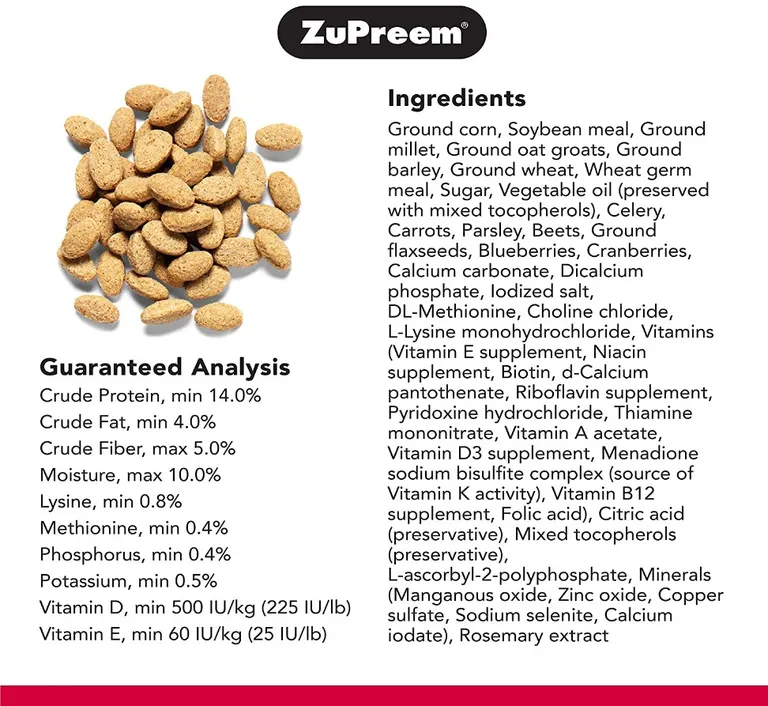 ZuPreem Natural with Added Vitamins, Minerals, Amino Acids Bird Food for Parrots and Conures Photo 3