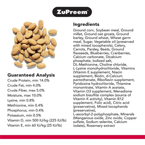 ZuPreem Natural with Added Vitamins, Minerals, Amino Acids Bird Food for Parrots and Conures Photo 3