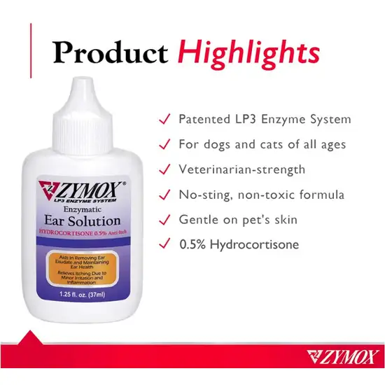 Zymox Enzymatic Ear Solution with Hydrocortisone for Dog and Cat Photo 3