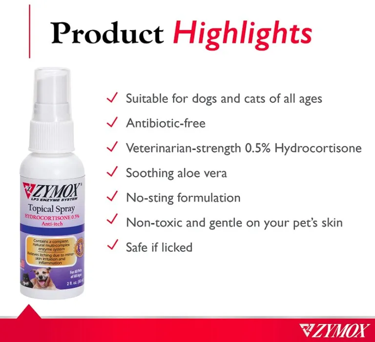 Zymox Topical Spray with Hydrocortisone for Dogs and Cats Photo 3