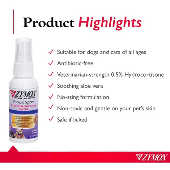 Zymox Topical Spray with Hydrocortisone for Dogs and Cats Photo 3